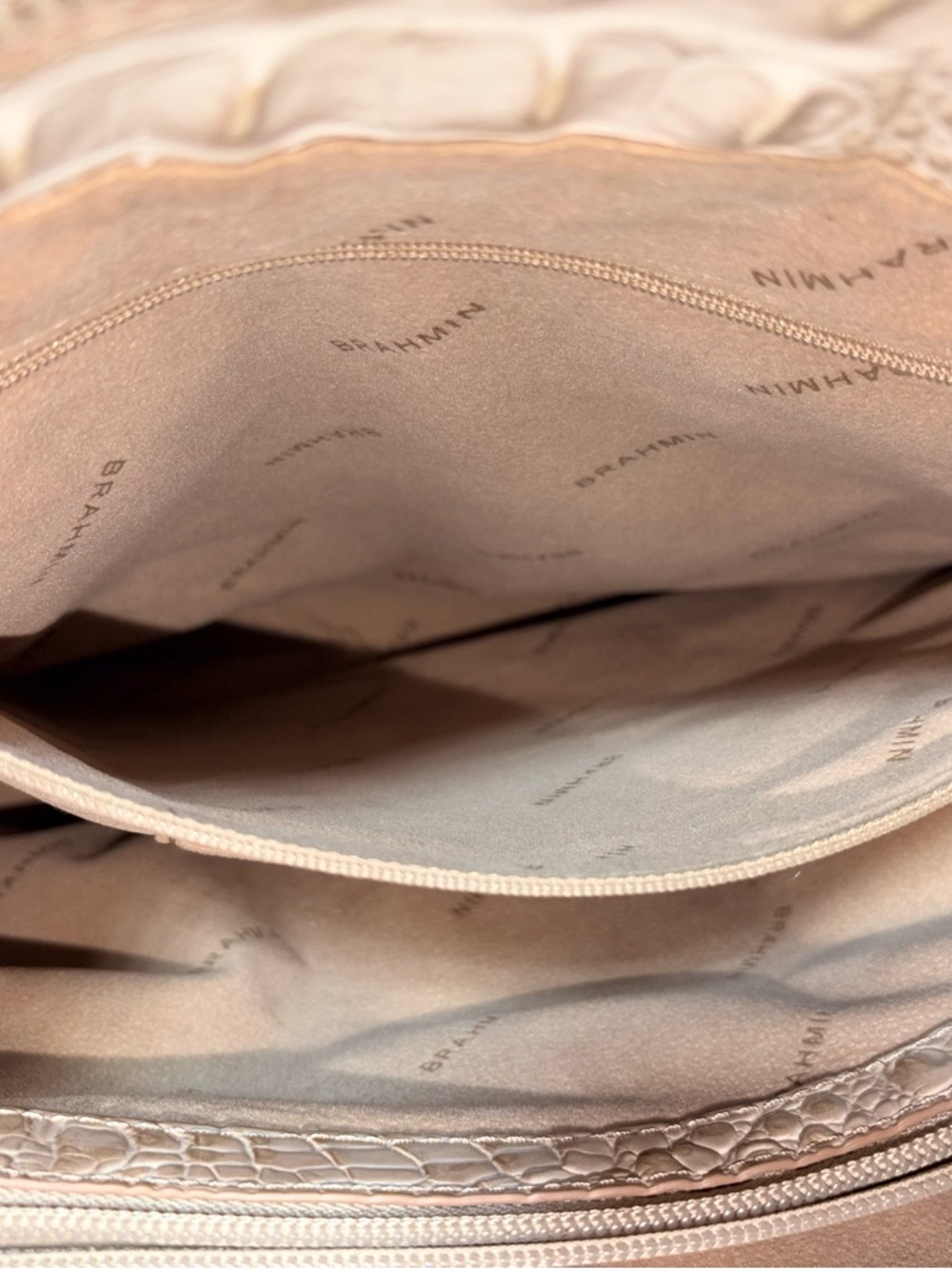 Brahmin Cream Croc-Embossed Leather Satchel with Gold Hardware - Picture 10 of 11